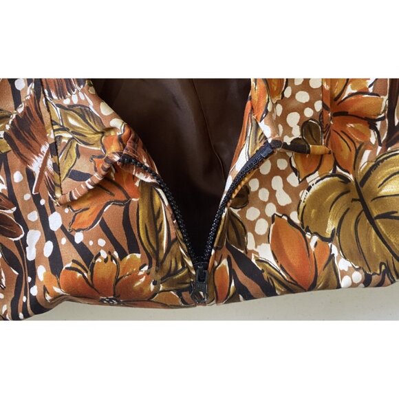 Laura Ashley Zip Jacket Women's 3X Long Sleeve Dark Orange Floral Leaf - Picture 4 of 7